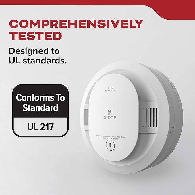 Kidde Smoke Detector, 10-Year Battery Powered, Voice Alerts, LED Warning Light - Image 5