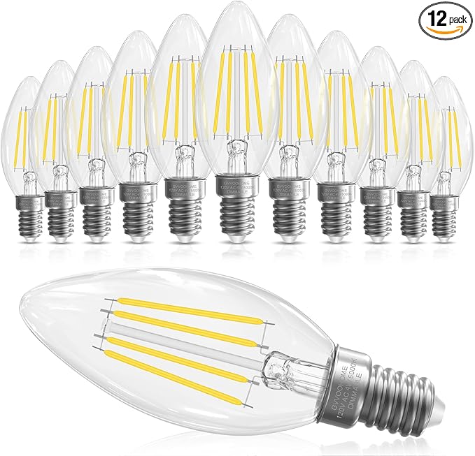GvvooHome E12 Candelabra Bulb 40 watt Equivalent, E12 LED Bulb Dimmable by GvvooHome