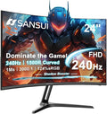 SANSUI 24 Inch Curved 240Hz Gaming Monitor FHD 1080P, 1500R Curve Computer by SANSUI
