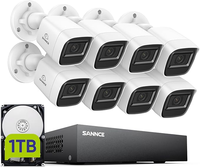 SANNCE 1080P Wired Security Camera System, CCTV 8 Channel 5-in-1 DVR by SANNCE