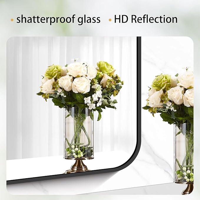 40" x 48"Bathroom Mirror, Matte Black Wall Mirror - Image 5