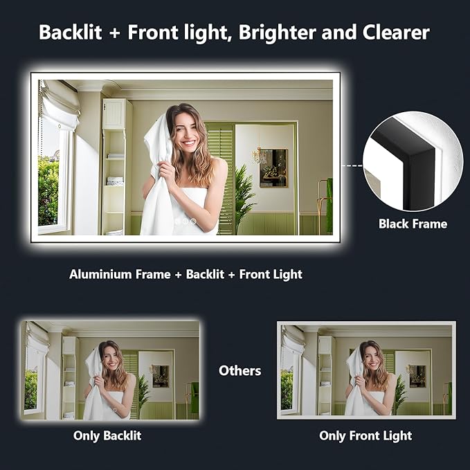 YEELAIT 60x38 Inch LED Bathroom Mirror - Image 3