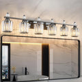 FDPBY Bathroom Vanity Lights 6-Light Plating Black Modern Crystal Vanity Light by FDPBY