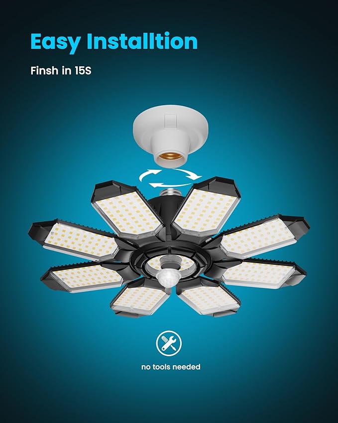 ryoza Motion Sensor Garage Lights 2 Pack, 25000LM Motion Activated Shop Light - Image 7