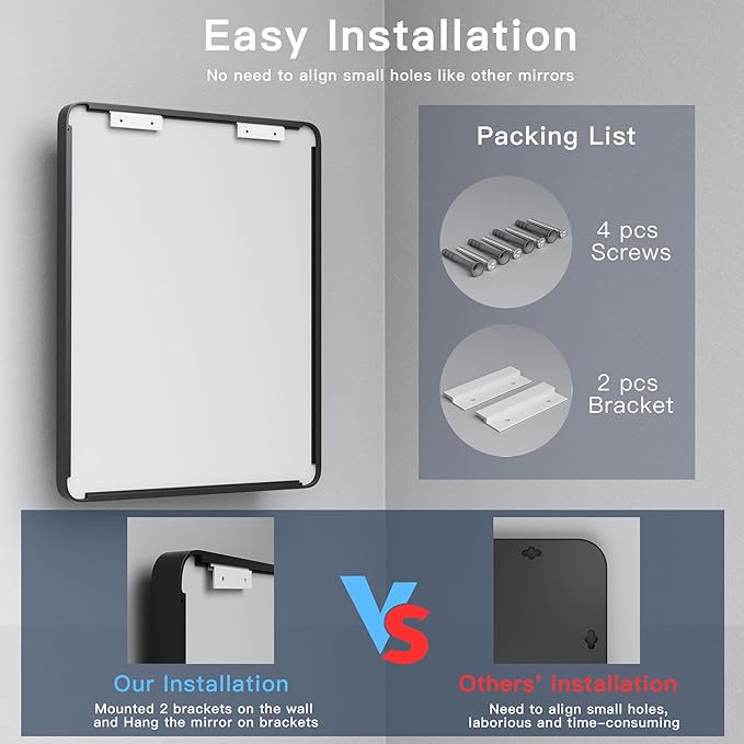 ISKM Large Black Framed Mirror for Bathroom 72" x 36" Wall Mounted Mirror Black - Image 5