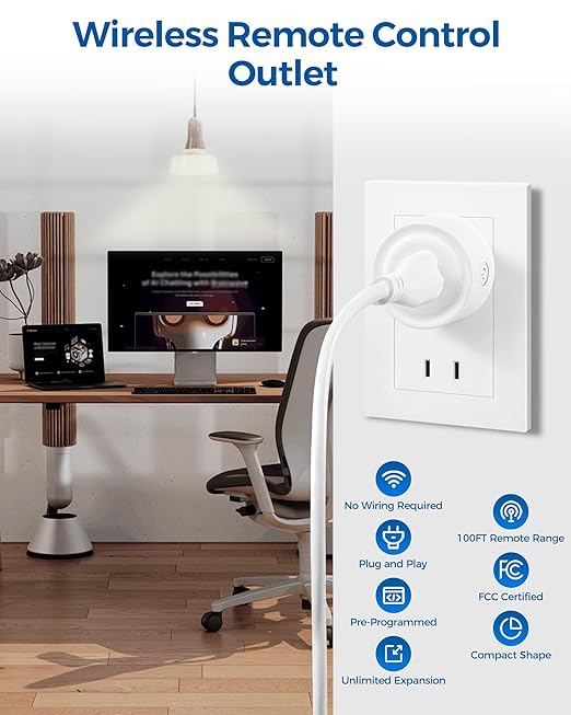 Remote Control Outlet, WILAWELS Wireless Light Switch, Removable Remote Light - Image 9