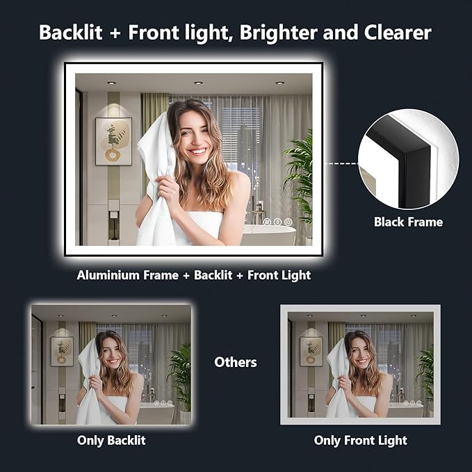 YEELAIT 44x36 Inch LED Bathroom Mirror - Image 3