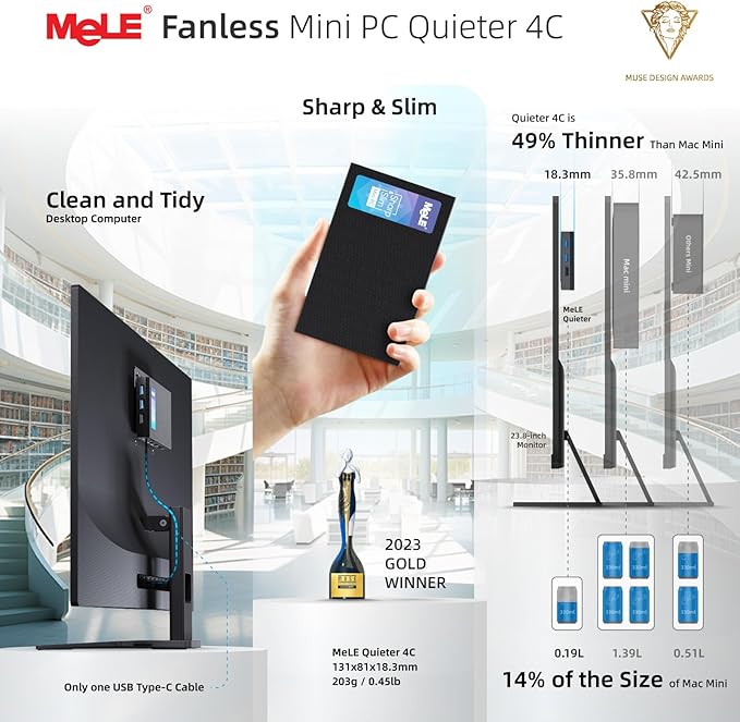 MeLE Mini PC Quieter 4C, N100 Fanless Mini Computers, 32GB LPDDR5 RAM, 512GB SSD - Image 6