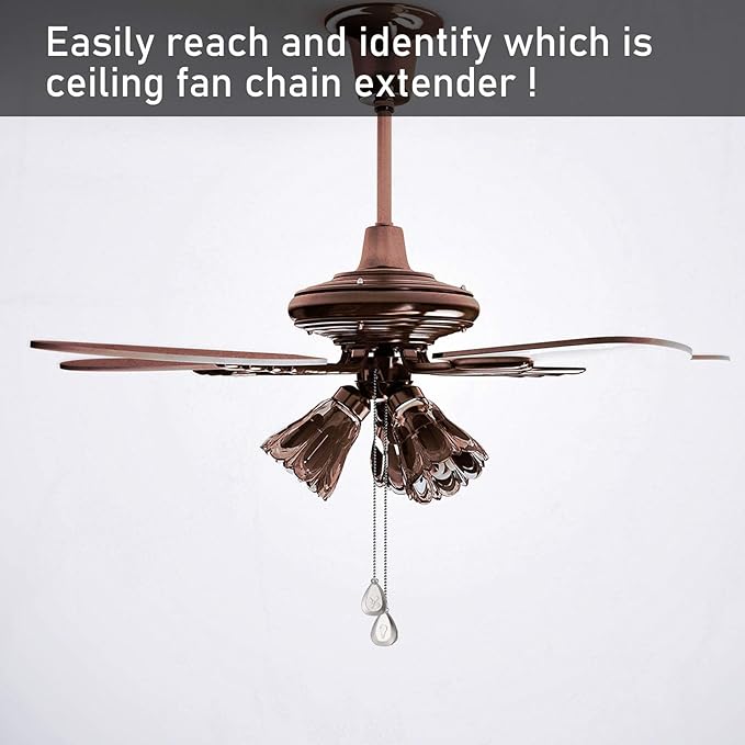 Patelai 4 Pieces Ceiling Fan Pull Chain Extender Ornament 12 Inch Ceiling Pull - Image 6
