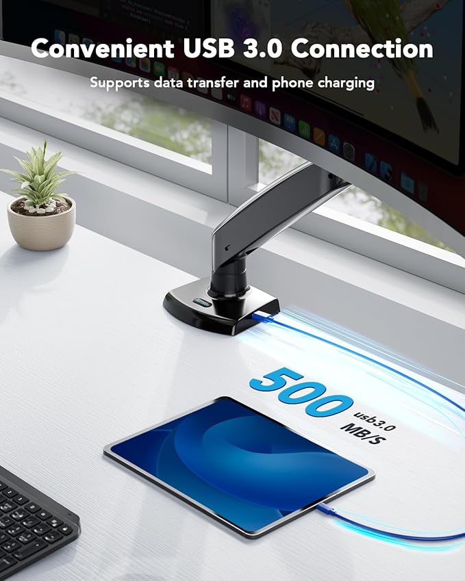 HUANUO Single Monitor Arm for 13-49 inch Screens, Ultrawide Computer Monitor - Image 4