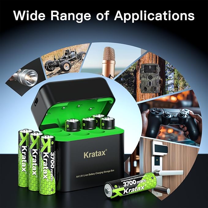 Kratax 3700mWh AA Rechargeable Lithium Batteries - Image 8