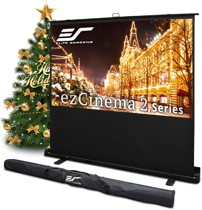 Elite Screens ezCinema 2, 70-inch 16:9, Manual Floor Pull Up Scissor Backed by EliteScreensInc
