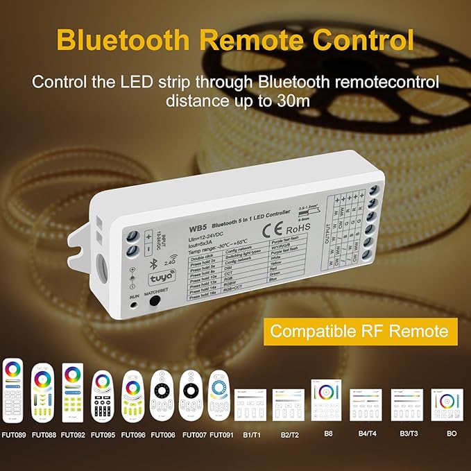 icever 5in1 WB5 LED Controllers Bluetooth Control 2.4GHz Dimmable CCT RGB RGBW - Image 5