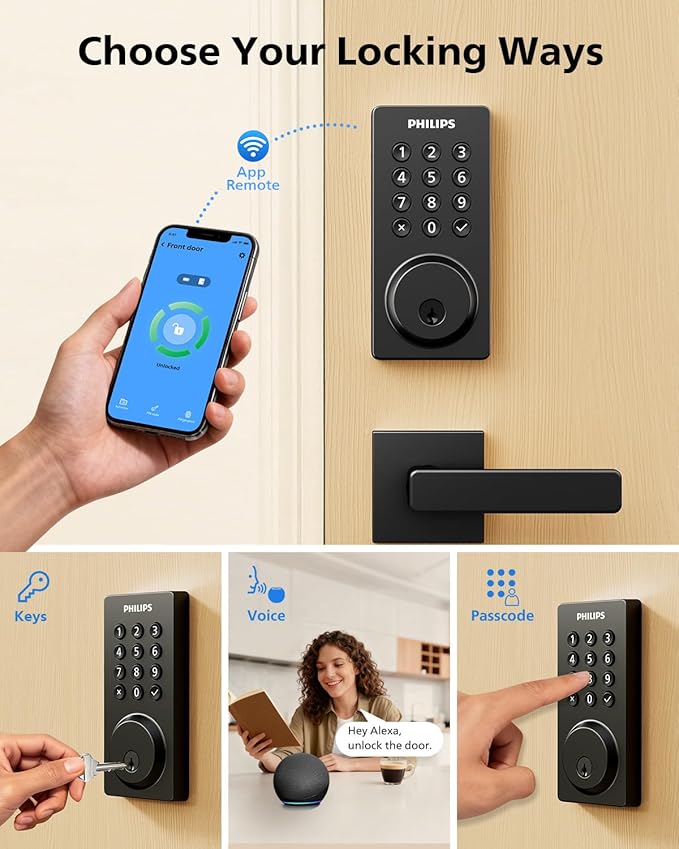 Philips Smart Lock, Smart Door Lock Built-in WiFi, App Remote Control, Keyless - Image 4