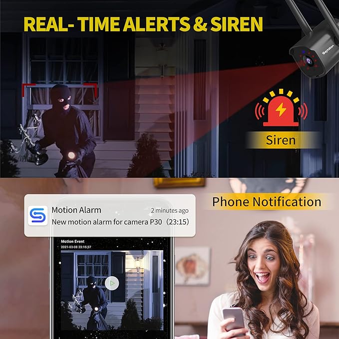 Septekon 2K Outdoor Security Camera 3MP, 2.4G Wired WiFi Camera - Image 2