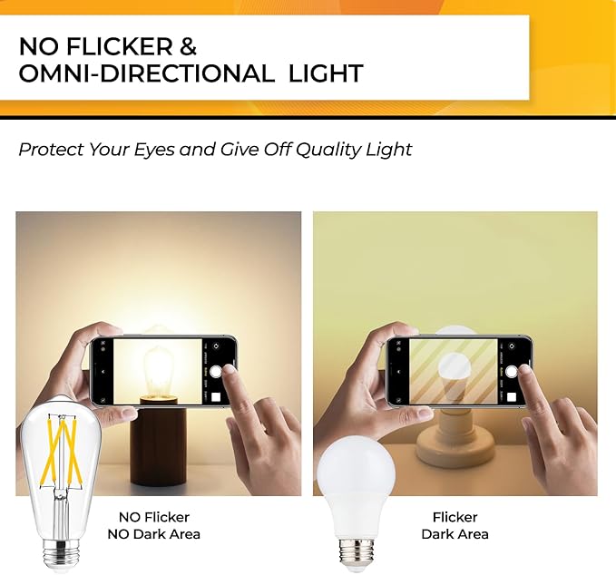Hizashi Vintage Led Edison Bulbs Dimmable, 6W Equivalent 60W, E26 Base Light - Image 4
