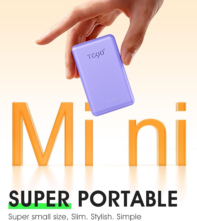TG90° 5000mAh Portable Charger Built-in AC Wall Plug and Cables, Pocket Size - Image 2