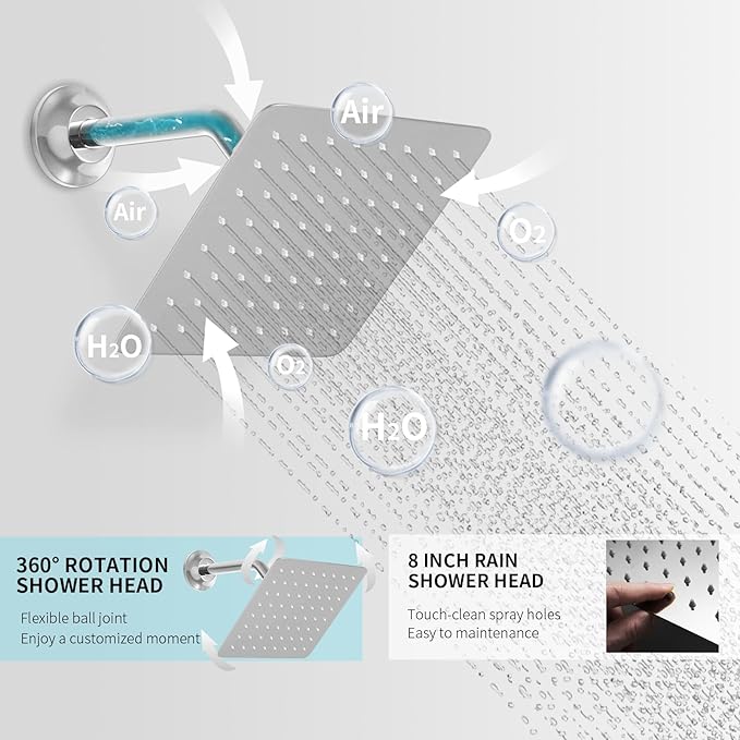KATAIS Digital Tempreature Display Full Body Shower System Wall Mounted 8 Inch - Image 2