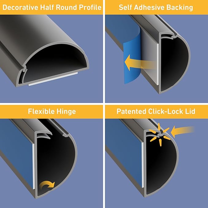 D-Line 31.4in TV Cord Hider, Patented Half Round Cable Cover, Hide Wall Mount - Image 2