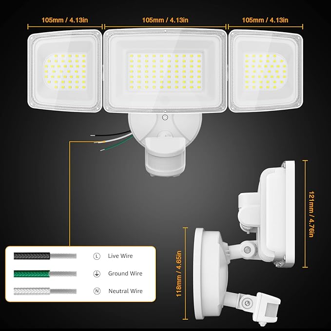 Onforu 2 Pack 100W LED Security Lights Motion Sensor Outdoor, 9000LM Super - Image 9