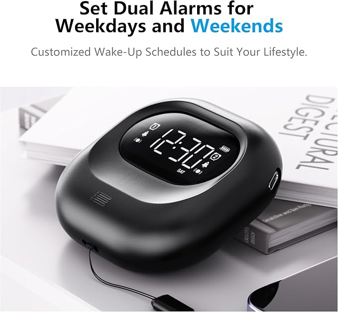 Mesqool Vibrating Alarm Clock for Heavy Sleepers, Battery Operated Rechargeable - Image 5