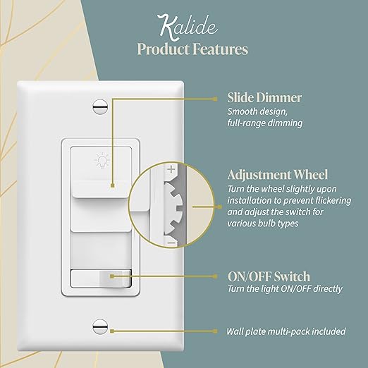 TOPGREENER Dimmer Light Switch for 200W Dimmable LED/CFL Lights, Single - Image 2