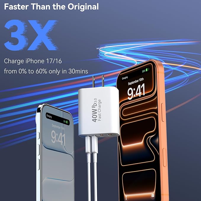 USB C Wall Fast Charger Block, 40W 4-Port Type C Charger Fast Charging Blocks - Image 5