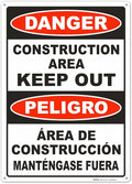 Brimar - 10" x 14" - Bilingual Danger Construction Area Keep Out Sign - .055″ by BrimarIndustries