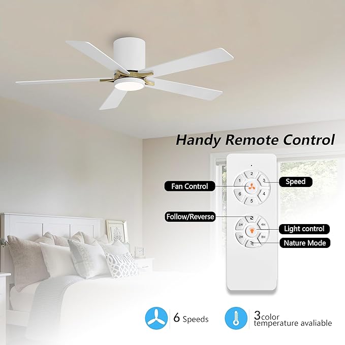 WINGBO 48" DC Flush Mount Ceiling Fan - Image 2