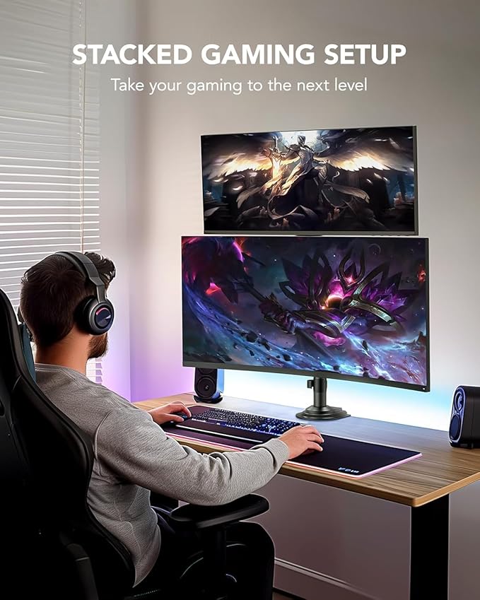 HUANUO 17-32 Inch Dual Monitor Stand, NITROGLIDE™ Dual Monitor Mount, Monitor - Image 5