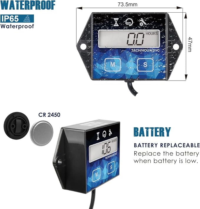 2 Pieces Runleader Small Engine Timer, Digital Tachometer, Maintenance Reminder - Image 5