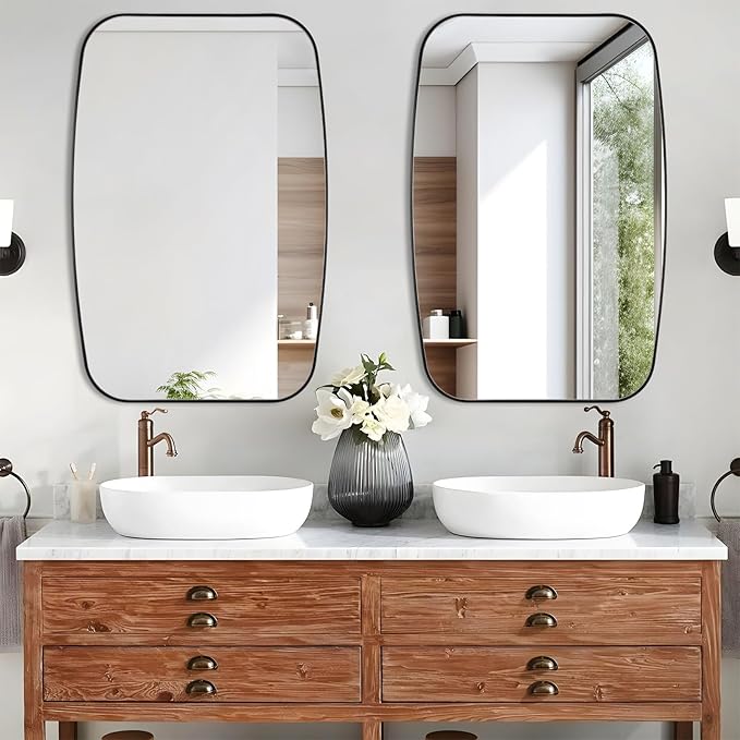 Black Oval Mirror, Oblong Bathrrom Mirror Modern Anti Rust - Image 7