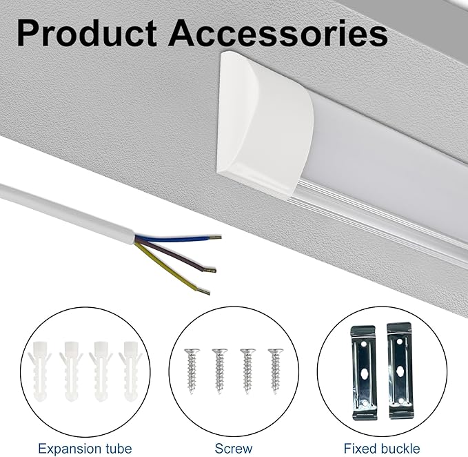 colmeguna 2 Packs 4FT LED Batten Light, Ultra-Thin Ceiling Surface Mounted Light - Image 3