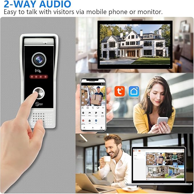 Video Doorbell Intercom System, 10 Inches Touch Screen Video Doorbell Door - Image 4