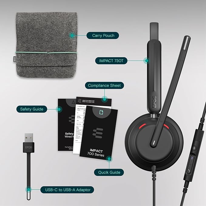 EPOS Impact 730T Mono Wired USB C and USB A Headset - Image 5