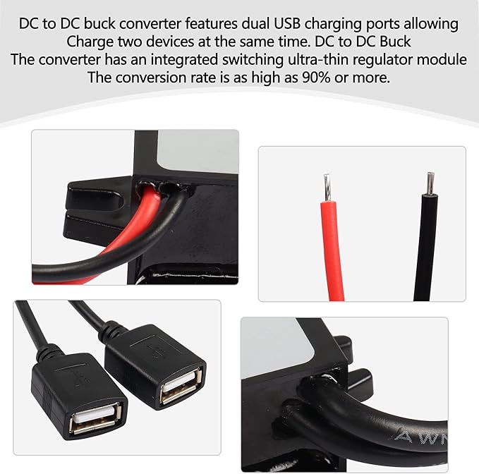 MEIRIYFA 12V to 5V USB Converter DC 12V to Dual 5V 3A USB Buck Converter Module - Image 2