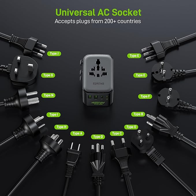 Epicka Pulse Duo 45W Universal Travel Adapter, International Power Adapter - Image 6