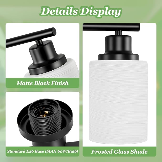 Guliaofo 5-Light Bathroom Light Fixtures, E26 Base Vanity Lights - Image 4