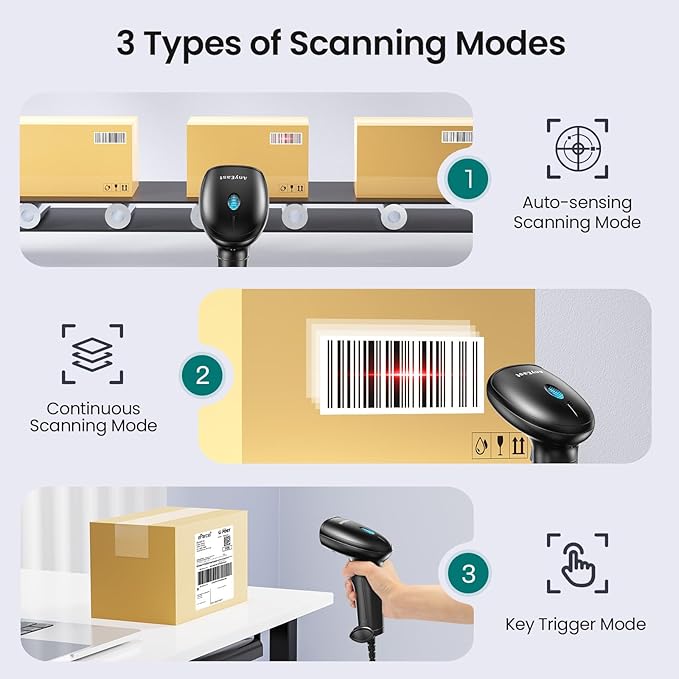Anyeast 2D 1D Barcode Scanner : USB Wired Inventory QR Scanner - Image 5