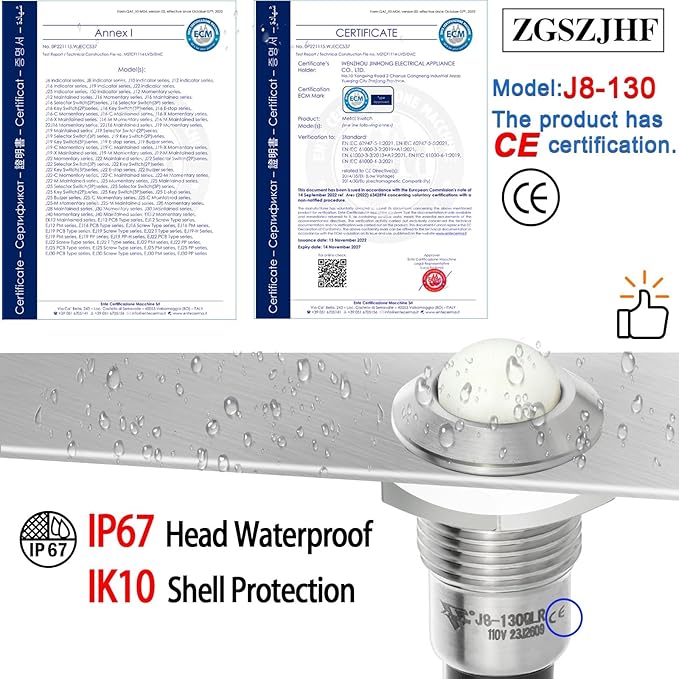 ZGSZJHF UL Listed Mini Indicator Light 8mm 0.31" Waterproof IP67 110V-120V - Image 2
