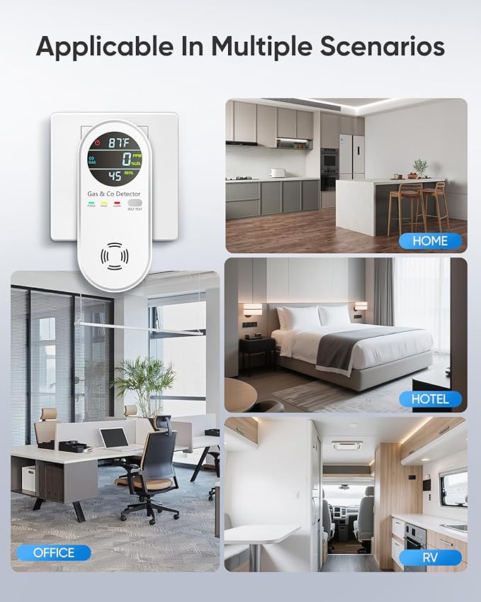 Vilfet Carbon Monoxide Detectors and Natural Gas Detector, 4-in-1 Carbon - Image 6