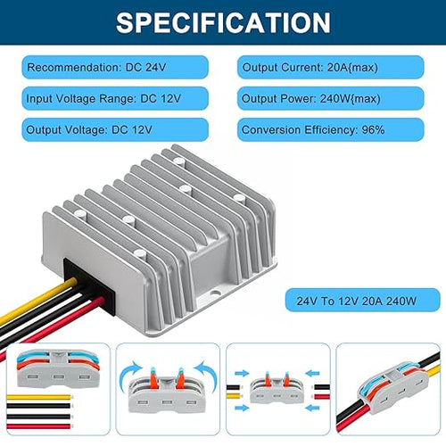 12V 240W DC-DC Converter Voltage Regulator, Step Down 24V to 12V 20A, - Image 2