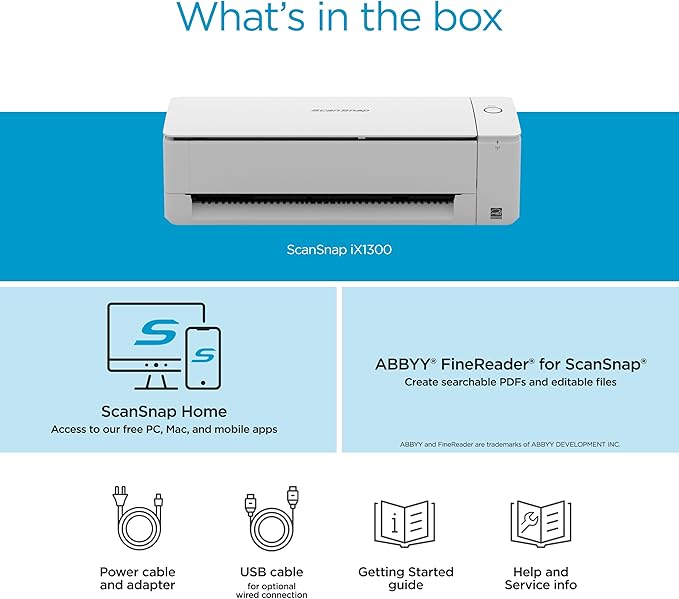 ScanSnap iX1300 Compact Wireless or USB Double-Sided Color Document, Photo & - Image 6