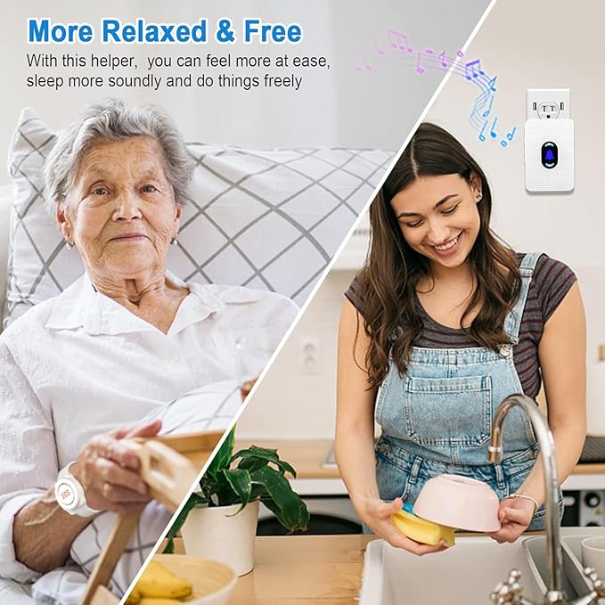Daytech Wireless Wrist Pager Caregiver Call Button in Home System Watch Alarm - Image 2