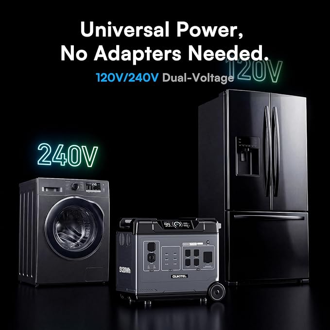 OUKITEL 5120Wh Power Station BP5000 Pro Max, 120/240V 5000W AC Output Solar - Image 6