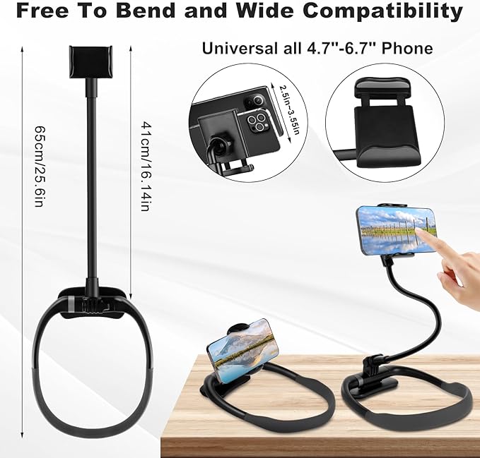 Cell Phone Stand, Neck Cell Phone Holder, Hand Free Flexible Gooseneck Phone - Image 4