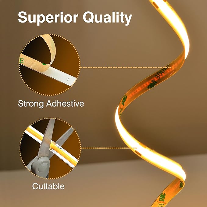 Pandery COB LED Strip, LED Strip Lights 3M/9.84ft, Touch Dimmable LED Strips - Image 5