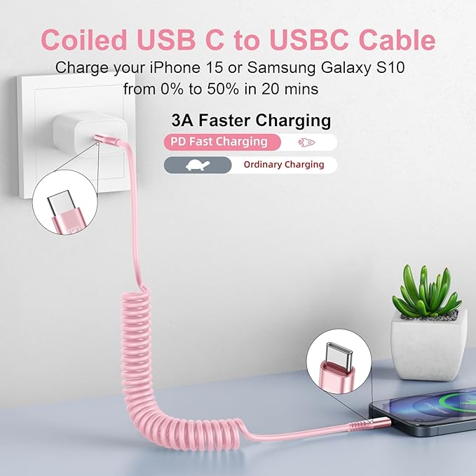 USB C to C Cable 6FT, CarPlay iPhone USB-C Cable/Android Auto USB C Cord - Image 2