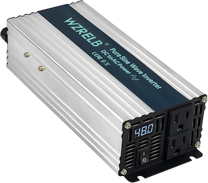 WZRELB 1000W Pure Sine Wave Inverter 48V DC to 110V 120V AC Power Converter by WZRELB