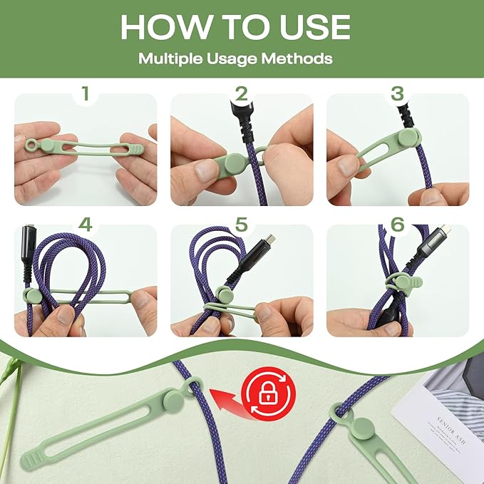 36Pcs Silicone Cable Ties, 6 Colors Data Cable Organizer Ties, 3 Sizes Cord Ties - Image 4